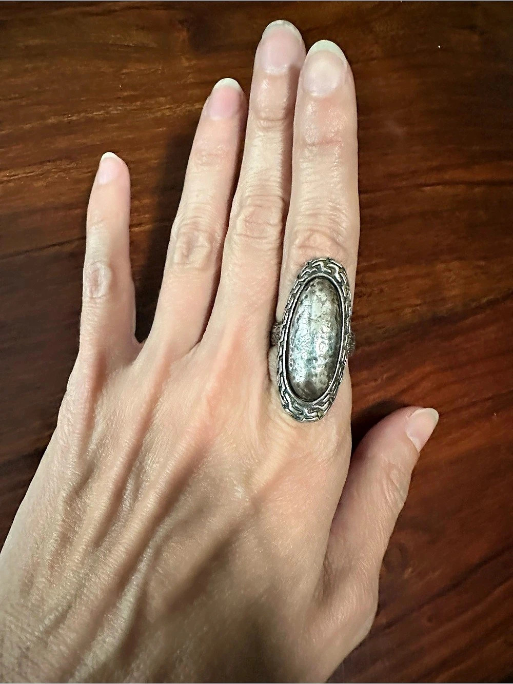John Hardy style hammered sterling silver Statement Ring size 6